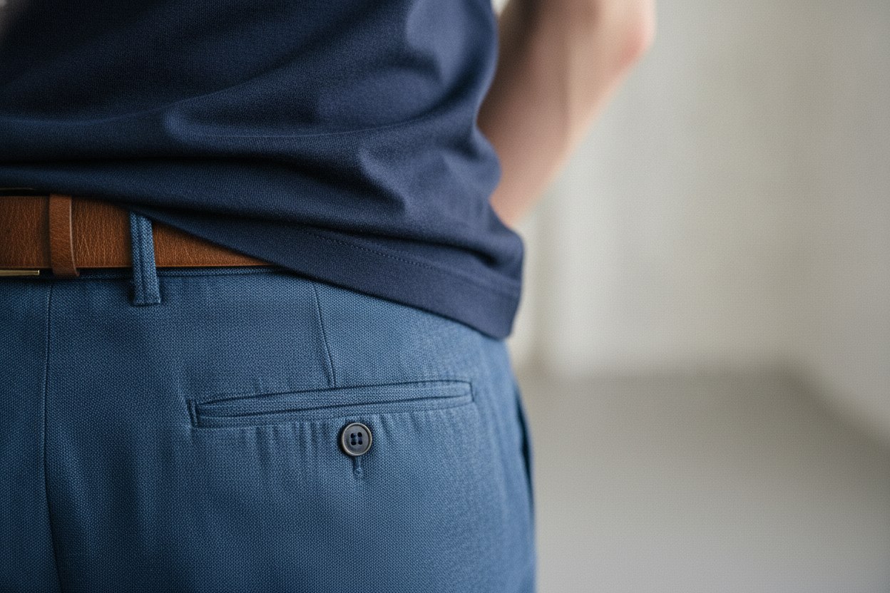 A tucked plain t-shirt with a smooth waistline, illustrating tucking soft knit fabric