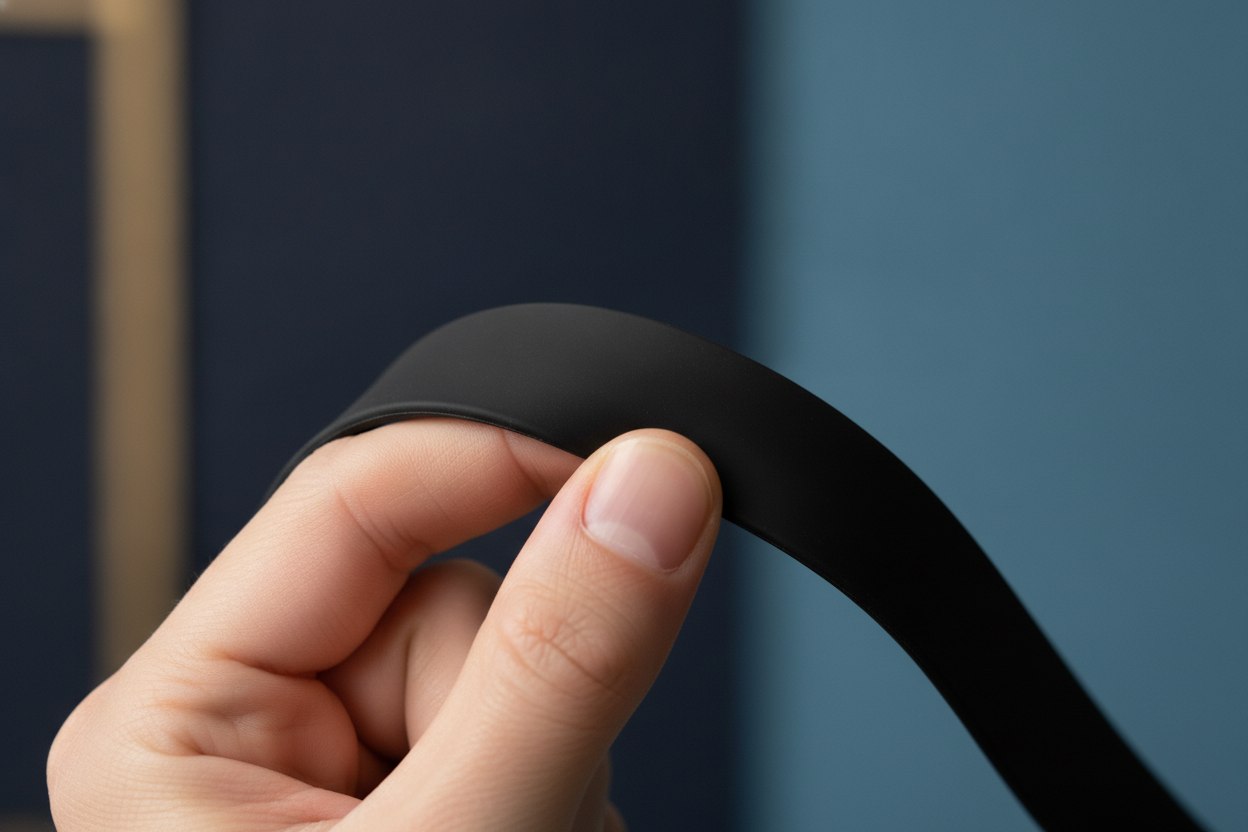 A comparison of a metal-clip strap against skin versus a smooth waist belt over a shirt