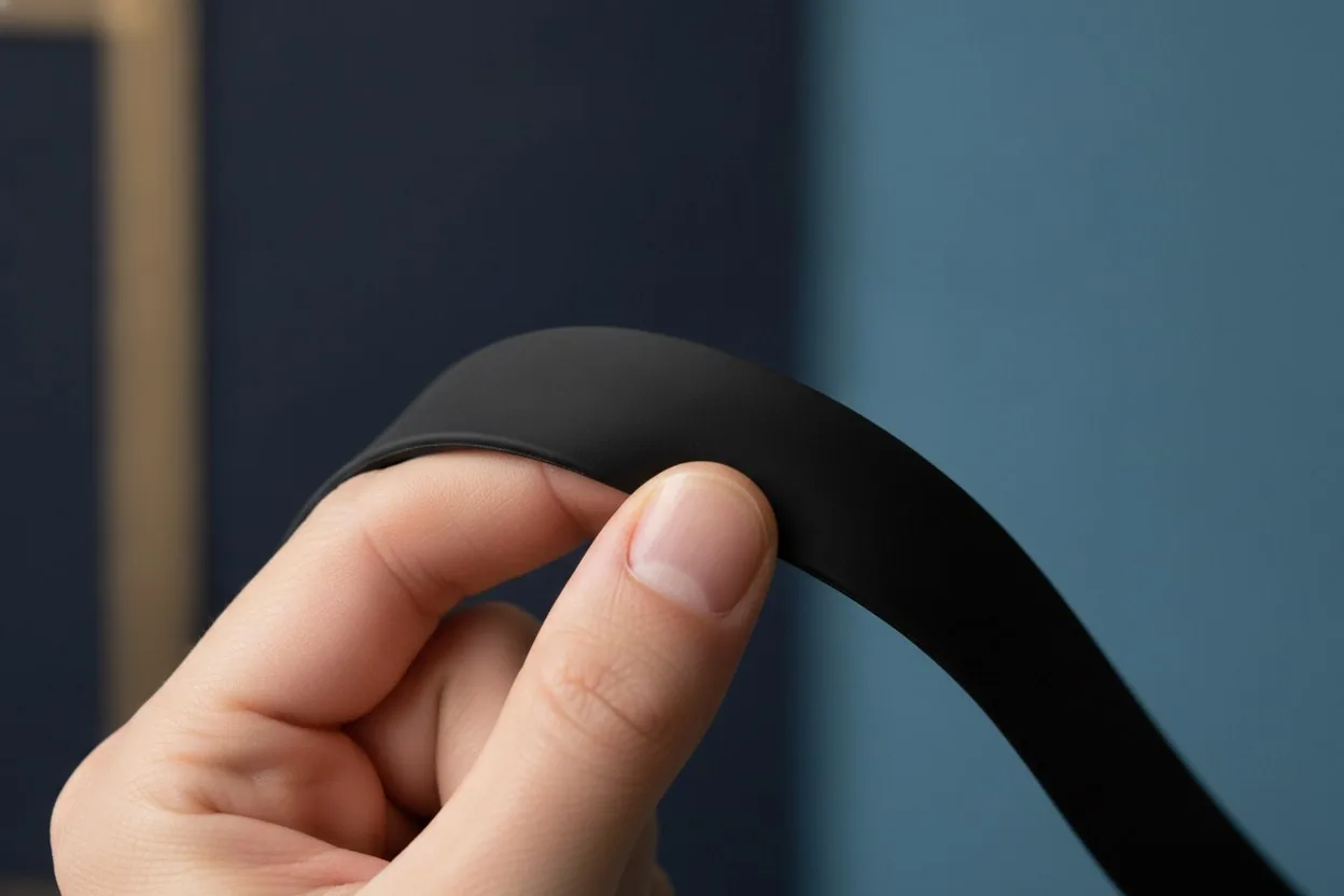 A comparison of a metal-clip strap against skin versus a smooth waist belt over a shirt