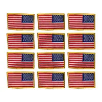 Twelve reverse American flag patches with gold borders