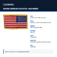 Specification card for the reverse American flag patch